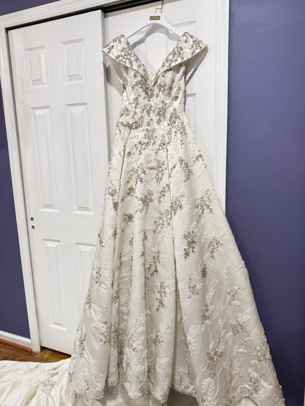 Stephen Yearick Beaded Off-Shoulder Ball Gown Dress